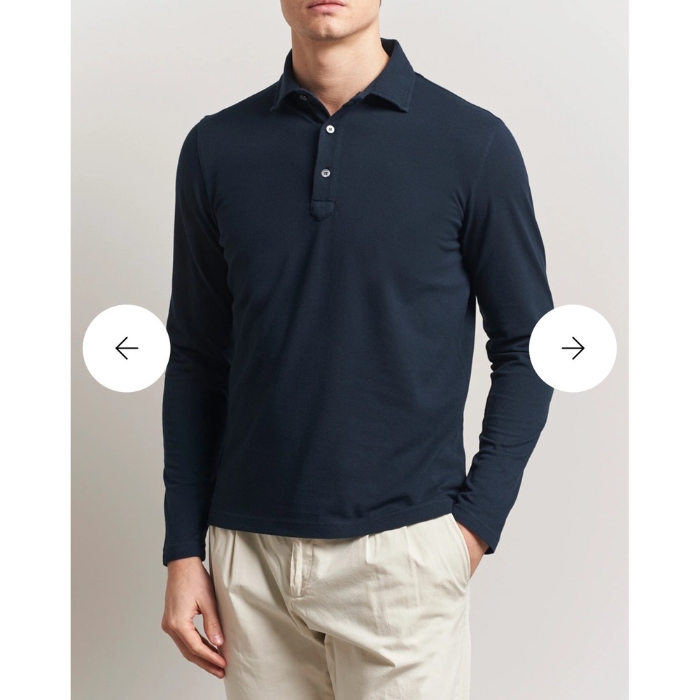 Zanone Ice Cotton Long Sleeve Polo Shirt Navy Blue Made in Italy Size 54 IT XXL